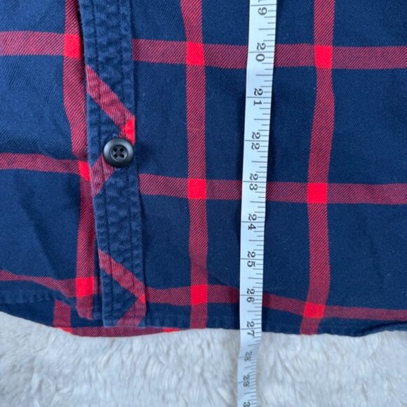Topo Designs Shirt Mens Medium Blue Red Windowpane Flannel Loop Collar Button Up - Picture 6 of 8